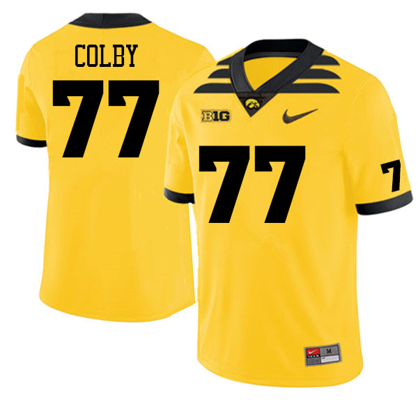 Men #77 Connor Colby Iowa Hawkeyes College Football Jerseys Sale-Gold